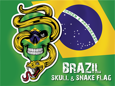 Brazil Skull & Snake Flag