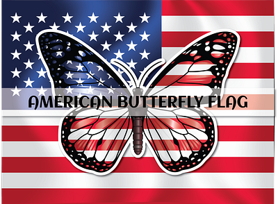 American Butterfly Flag america americaflag american branding butterfly design flag flagofamerica illustration logo tatto vector