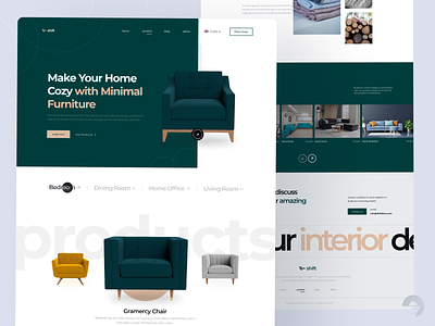 Shift - Minimal Furniture chair concept design furniture graphic design home landing minimal sofa ui ui design web design