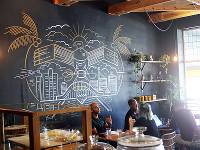 Citi Roast Coffee Mural icon illustration interior design mural