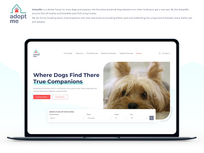 AdoptMe design dog inspiration logo pet shelter home ui web layout webdesign