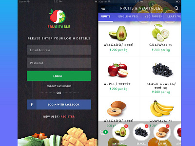 Frugitable buyingselling design e commerce fruits mobileapp ui vegitables