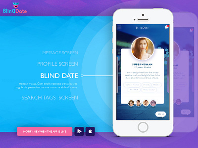 Blind Date Mobile App Website android blinddate design ios mobileapp ui website