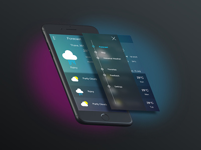 Weather App Design hamburger menu navigation weather weather app