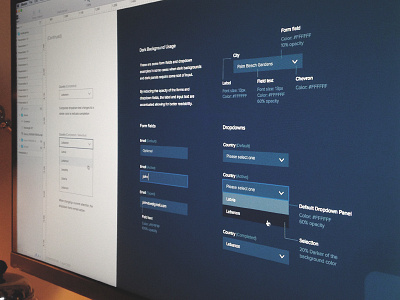 Form fields and Dropdowns! analytics application dropdown fields form field inverted navy blue style guide styleguide ui uiux ux