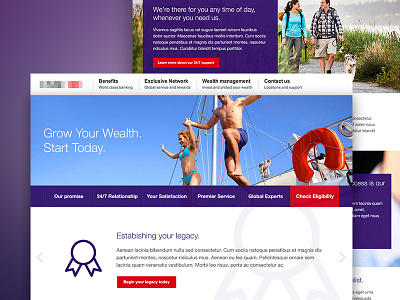 Purple Haze banking banner call to action icons landing page splash ui ux uxui