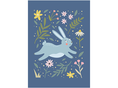 Rabbits adobe illustrator animal bunny card clipart cute design easter easter eggs floral flower graphic design illustration kids posteer print rabbit vector