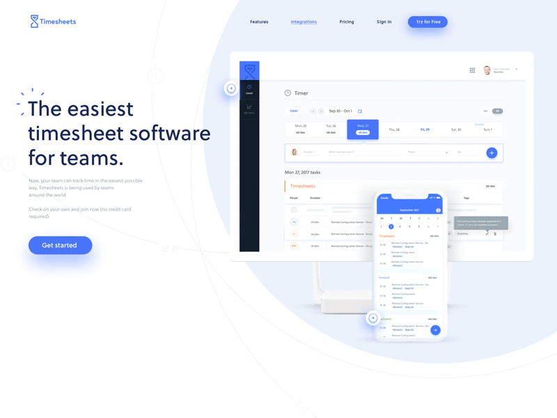 Timesheets Landing Page Intro
