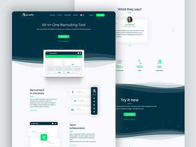 Recruitify - Landing Page applicant tracking software applicant tracking system ats design landing landing design landing page layout recruiting recruitment ui ux web website
