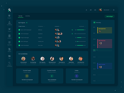 Recruiting dashboard color transition animation applicant tracking software applicant tracking system ats color change dark dark app dark background dark theme dashboard dashboard design light motion motion design recruiting recruitment ui ux web