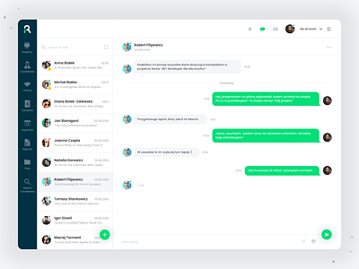 Chat view app applicant tracking software applicant tracking system application ats chat chat app conversation message message app messenger project projects recruiting recruitment ui ux web