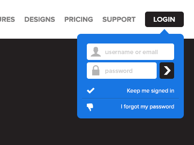 Login Popdown flat icomoon login minimal popdown simple ui uidesign user interface