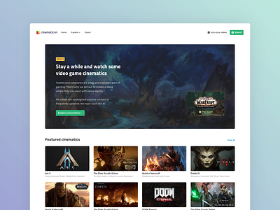 Cinematicon - First prototype cinematics design gaming green ux video web website