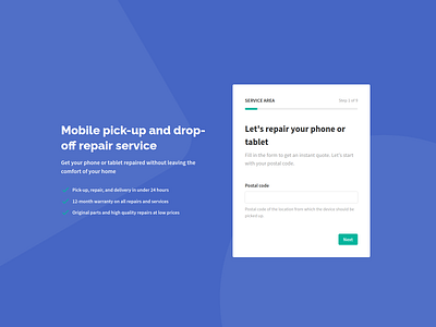 Mounted widget clean design mobile repair ui ux website
