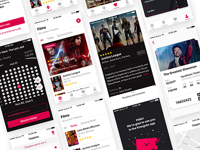 Kinoholic App app design apple cinema design e commerce ios ios11 movie theatres ticket ui ux
