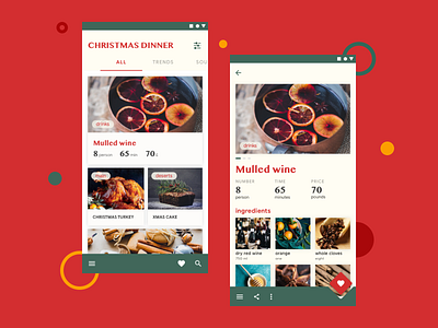 Christmas Dinner android app design christmas design food google interface material design morenko new year photoshop portfolio recipes santa claus sketch ui ux unsplash ux design