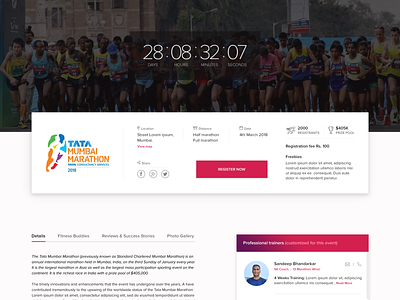 Marathon Registration event event registration marathon register registration form timer ui website website banner