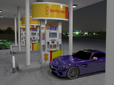 Gas Station 3d blender design graphic design illustration logo maya ux