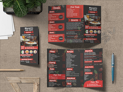 Trifold brochure, food menu
