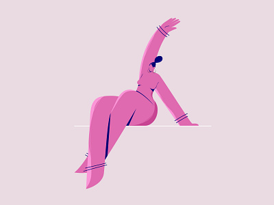 Relax 2d branding character flat fun girl illustration minimal motion design naked pink relax summer vector