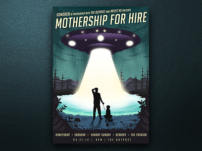 Mothership for Hire aliens dog illustration poster woods