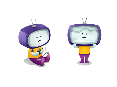 TV Kid cartoon character illustration sitting tv