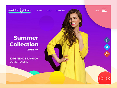 Summer Collection 2018 background banner colors effect icons logo menu slider social media ui ux web design website