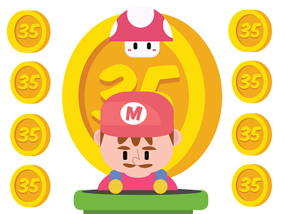 Mario: 35 Years adobe adobe illustrator anniversary character design gaming graphic design illustration illustrator mario bros nintendo super mario super mario bros