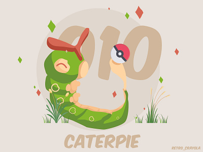 Caterpie 90s adobe adobe illustrator caterpie character design gaming illustration nintendo pokemon