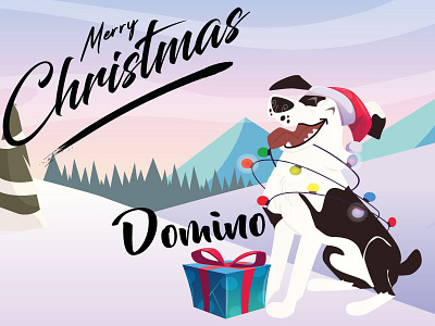 Domino, Double Trouble. adobe illustrator animation australian shepherd character design christmas cute dogs gifts illustration illustrator