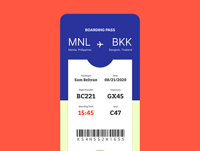 Boarding Pass #DailyUI #024 design graphic design illustration ui ux uxdesign