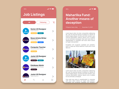 Job Listings & Press Page #DailyUI #050 #051 branding design graphic design illustration ui ux uxdesign