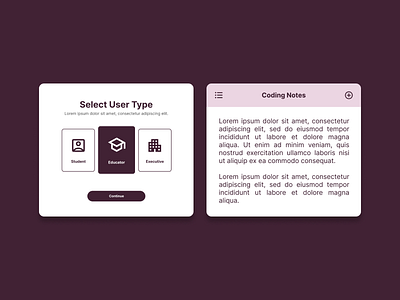 Select User Type & Notes Widget #DailyUI #064 #065 branding design graphic design illustration ui ux uxdesign