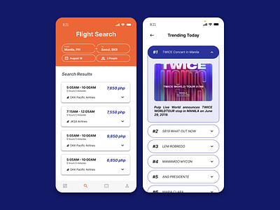 Flight Search & Trending #DAILYUI #068 #069 branding design graphic design illustration ui ux uxdesign