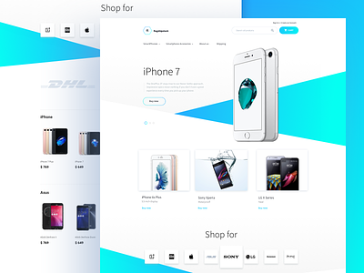 Smartphone Shopify Store blue colorful cyan design ecommerce eshop graphicdesign iphone shop shopify web webdesign