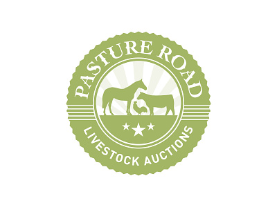 Pasture Road Logo badge brand branding green logo horse livestock logo