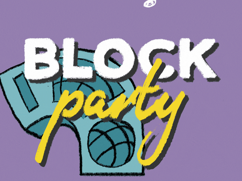 Block Party Animation 3/4 adobe after effects animated animated text animation clean colorful design flat illustration lettering loop motion design type vector