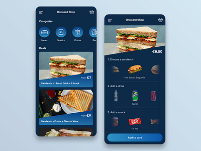 Onboard Menu app design flight food meal menu order restaurant shop ui