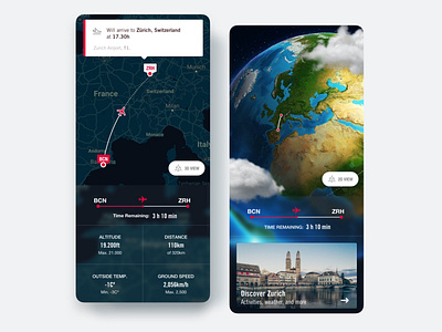 Flight Information 3d map airline app design destination flight flight info info travel ui