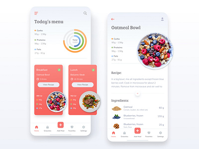 Diet App app design diet diet app food food app health menu recipe ui