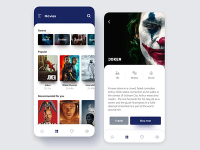 Movies airline app design film genre movies ui