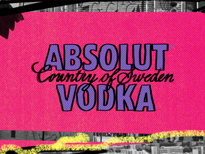 ABSOLUT VODKA RMX absolut vodka art cool design draw font graphic graphics hand drawn illustration illustrator logo mix media paint painted photoshop pink poster press print rebecca rebecca rumble rumble screen sketch type typography yellow
