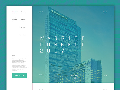 Marriott Connect blue event interface live marriott teal ui ux web website