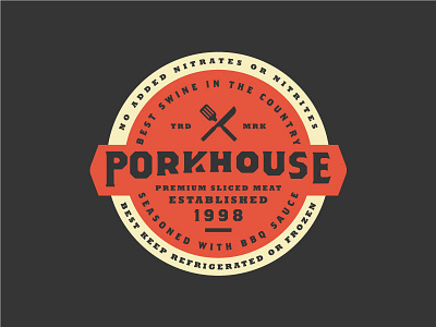 Porkhouse badge branding food lockup logo pork restaurant type typography