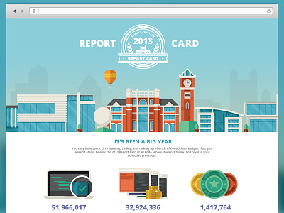 Code School - 2013 Report Card code school illustration report card web design