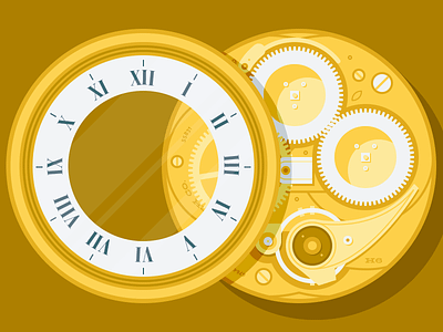 Timepiece Guts clock illustration pocket timepiece watch