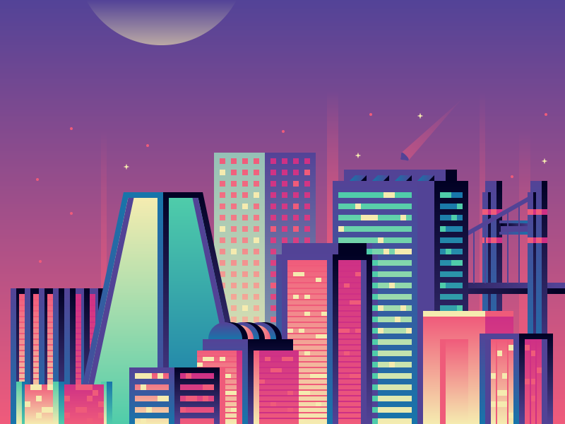 I Saw It On Twitch: Neon Skyline by Justin Mezzell on Dribbble