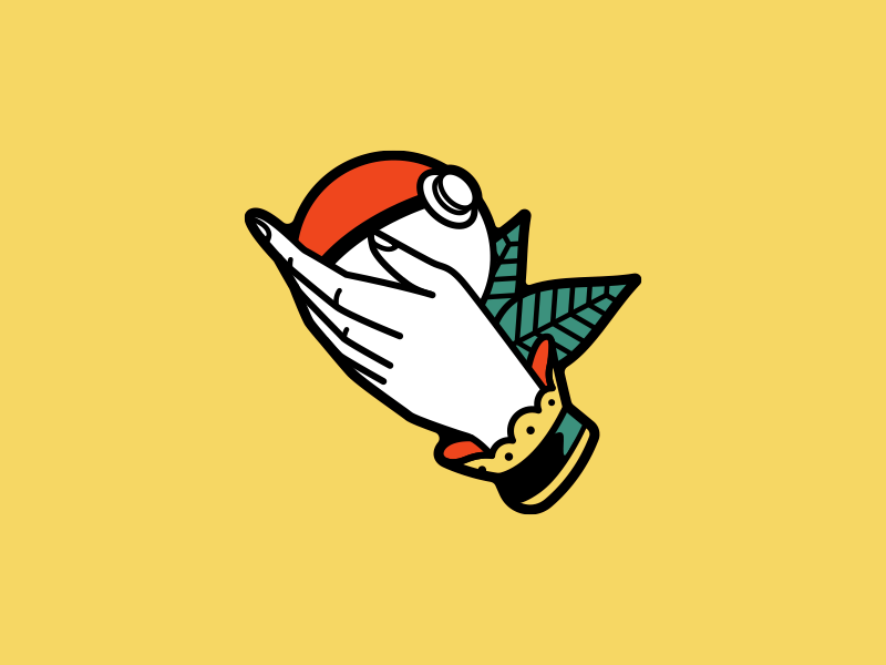 I Choose You american traditional leaf tattoo hand pokeball pokemon