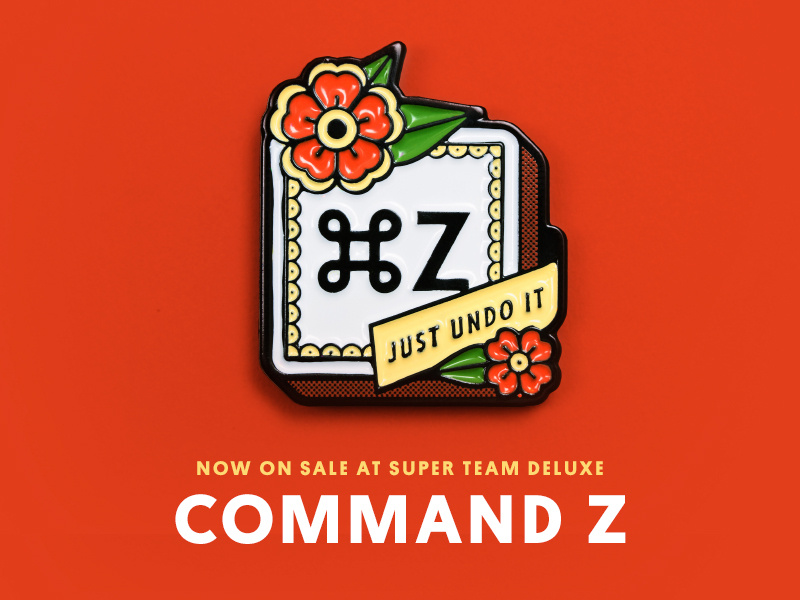 Super Team Deluxe: Command Z justin mezzell illustration super team deluxe goods command z pin enamel lapel pin