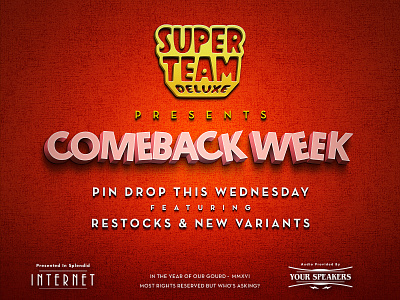 Comeback Week illustration lapel pin super team deluxe title card vintage